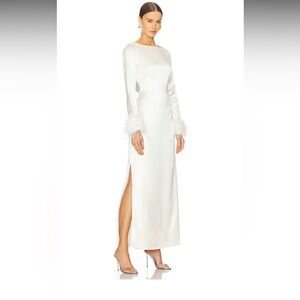 Line & Dot Gloss Midi Dress in Ivory